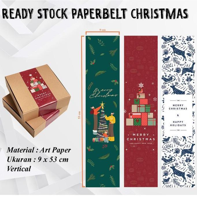 TERLARIS Paperbelt Natal Sleeve Sabuk Kertas Pita Hampers Christmas uk 53x9cm