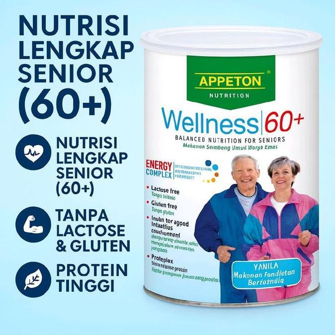 Mlkiron- [Original Malaysia] Susu Lansia Orangtua Appeton 60+ 400 Gram 900 Gr Rasa Vanila Wellness D