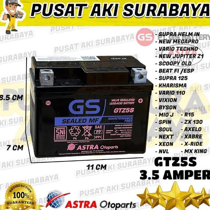 Promo TERMURAH AKI GS ASTRA GTZ5S ACCU KERING MOTOR HONDA VERZA NEW BLADE Diskon