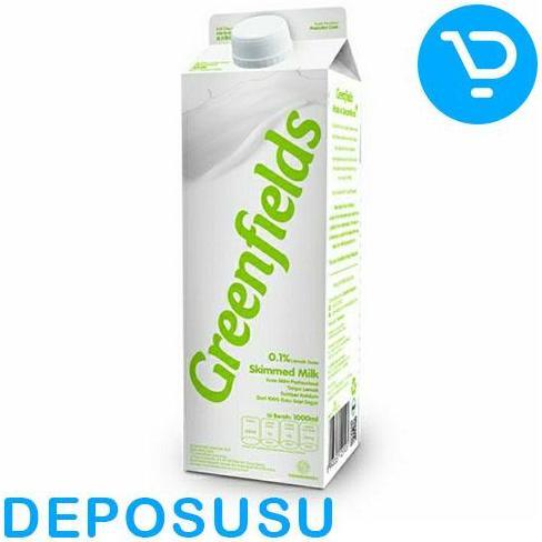 Mlkiron- Skimmed  Milk Susu Fresh Tanpa Lemak Greenfields Pasteurised 1Liter  950Ml