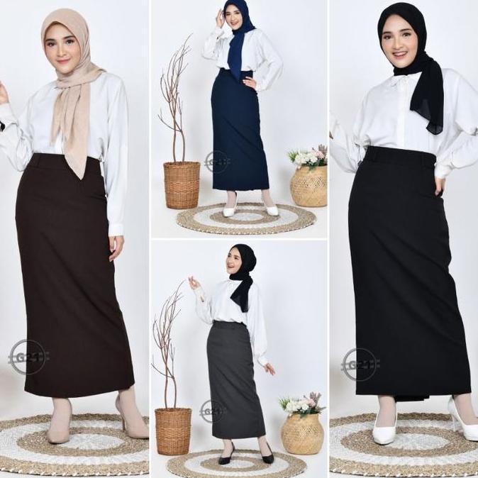 Rok Kerja wanita Kantor Hitam Panjang Span Bahan Dasar Formal Ukuran Standar dan Jumbo Rok Skirt Hit