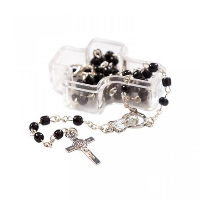 Rosario Glass Kotak Salib 4mm - Rosario Untuk Souvenir