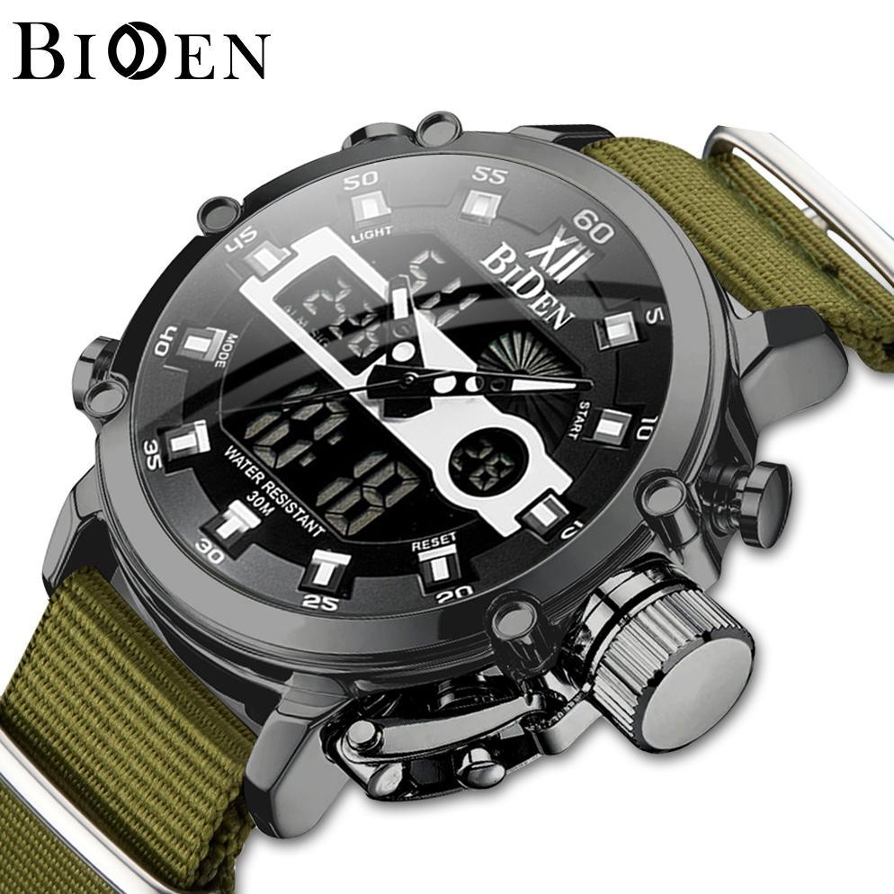 LIMITED BIDEN Jam Tangan Pria 0164 Anti Air Sport Militer Analog Digital Luminous Display