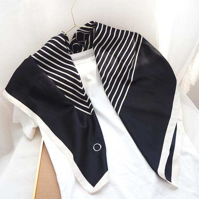 Womenacc- 90*90Cm Syal Sutra Imitasi Shawl Hijab Segi Empat Besar Wanita Temperamen Sederhana Bergar