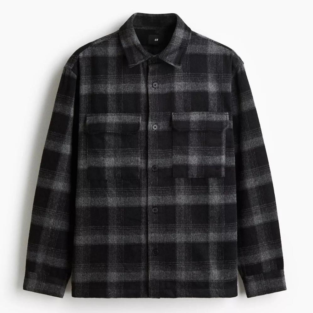 BIG PROMO Kemeja Flanel Veterano HNM Reguler Fit Oversize Kemeja H&M Laki-laki