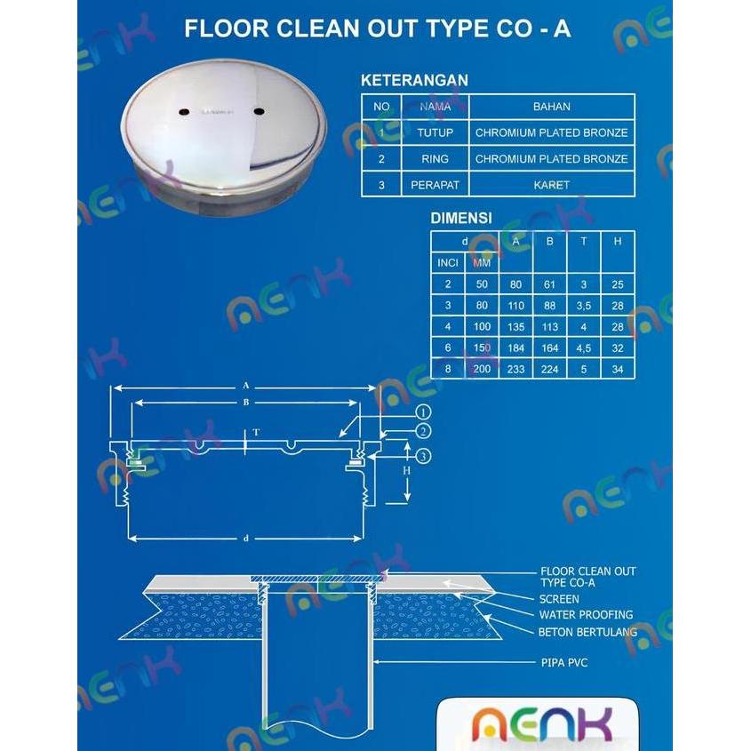 Grosir Co 3" / Floor Clean Out / Tutup Septictank