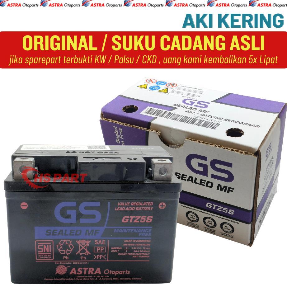 Aki Kering GTZ5S Beat Scoopy Spacy Vario 110 Karbu Original GS Astra Otoparts 100%