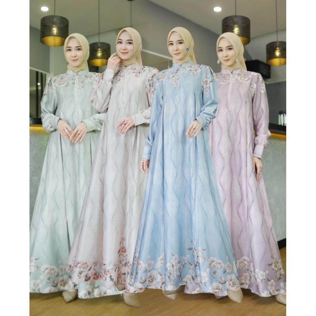 NEW Az Zahra Gamis Dobby Silk Premium motif Wanita Muslim Terbaru Jumbo dan Busui
