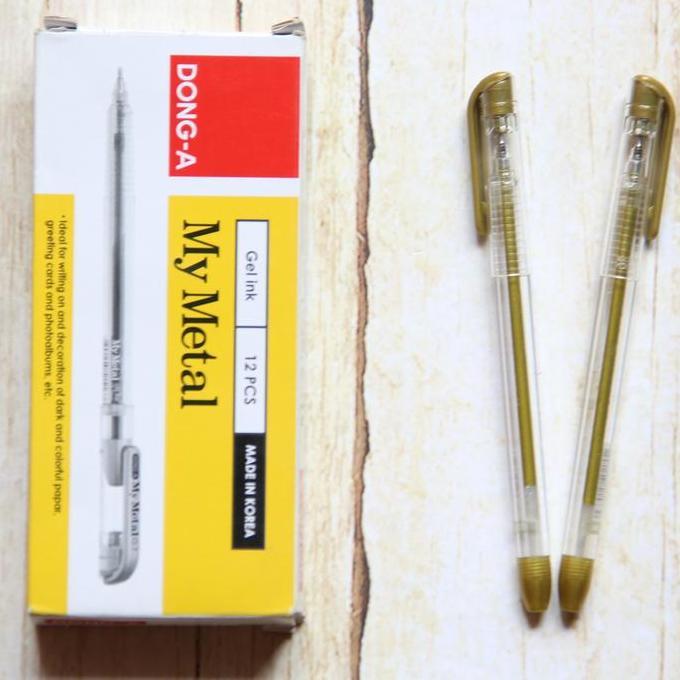Bisa- Pen Gel Dong-A My Metal 0.7Mm [Tinta Gold (Emas)/Silver] [Lusin]
