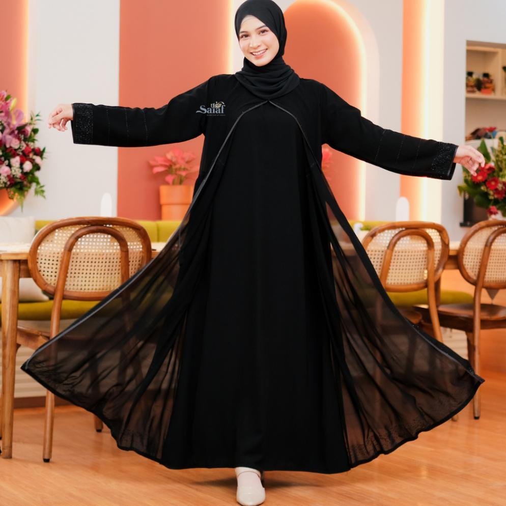 TERMURAH Abaya Gamis Hitam Turkey - Motif Haura