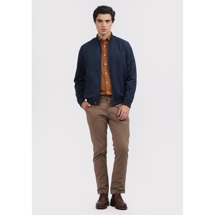 WOOD Cut & Sewn Bomber Suede Jacket 2-JKXLXC125B031 Navy TS