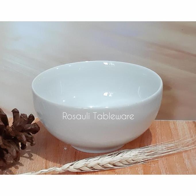 Mangkok Nasi Keramik Kecil | Rice Bowl 4,5" | Putih Polos (Isi: 6 pcs) TF