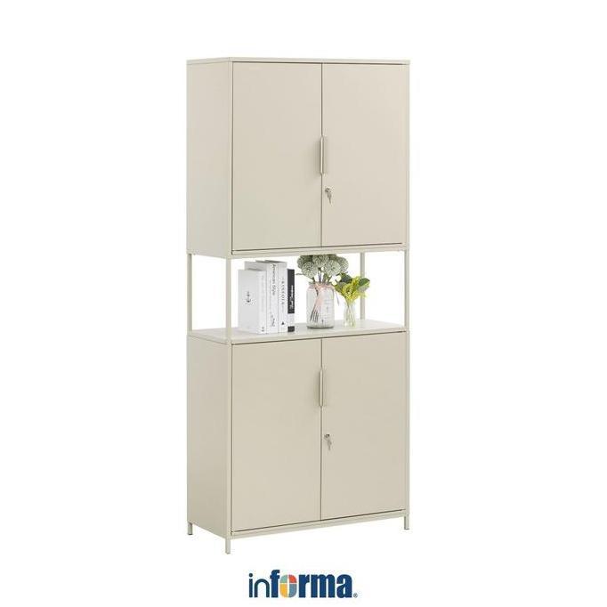 Informa Lynd Lemari Arsip Kantor Metal 4 Pintu - Krem Beige Berkas Kantor Tempat Penyimpanan Kabinet