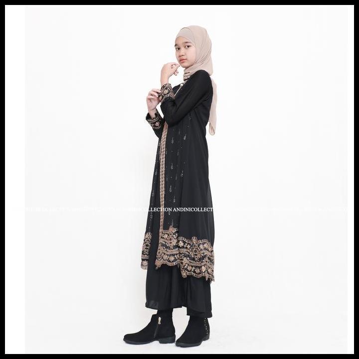[Anak Tanggung] Andinicollection Abaya Turkey 310 Amarta Hitam Putih Muslim Bordir Dan Payet Mewah 1