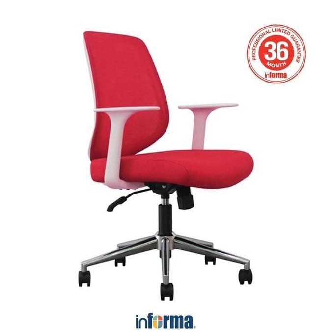 Informa Sunon Shield Kursi Kantor Sandaran Rendah - Merah Tempat Duduk Perabot Kerja Kursi Jaring Pu