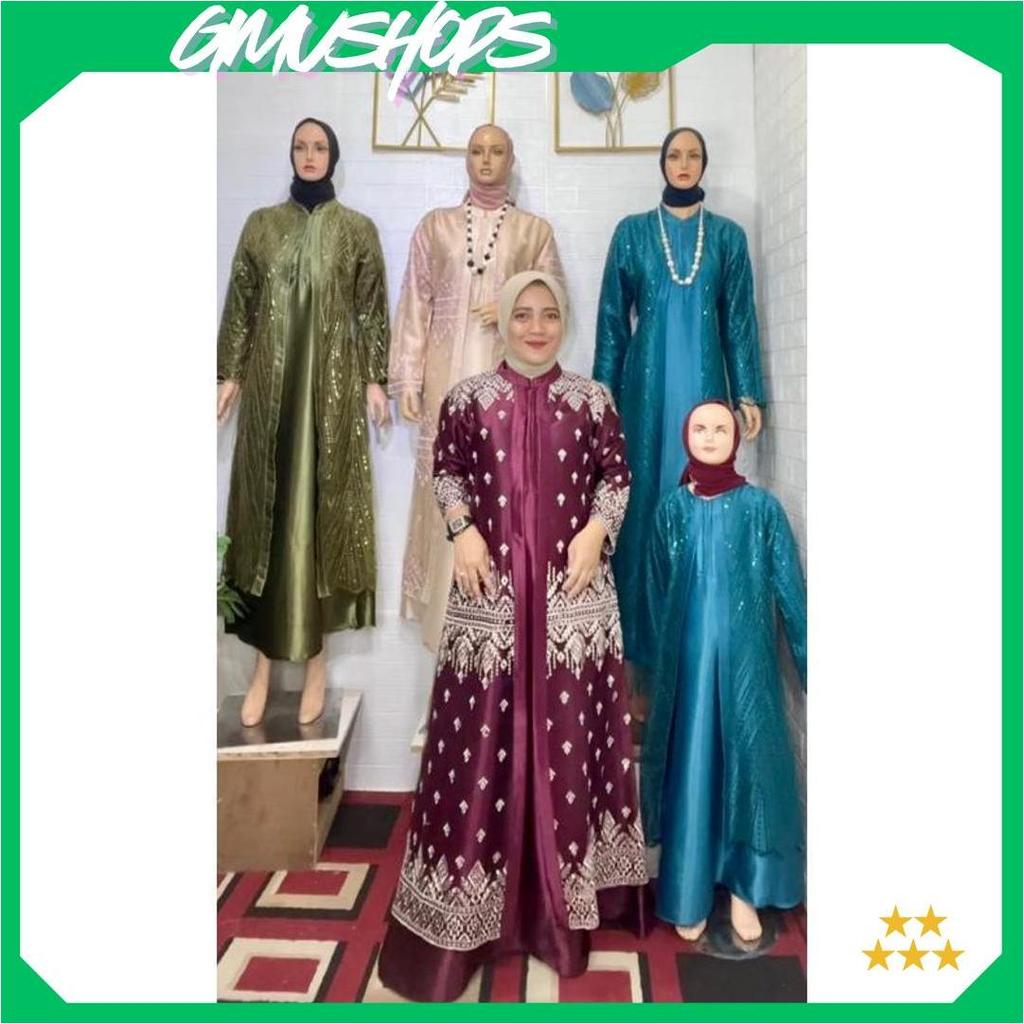 Gamis Melly Tile Sapto Kombinasi Satin Cristal Teratas