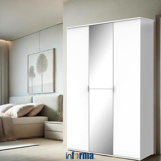 Informa Rhea Lemari Pakaian 3 Pintu - Putih Penyimpanan Baju Pakaian Tempat Lemari Kamar