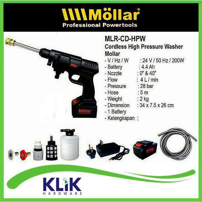 MOLLAR - Mesin Cuci Motor Cordless MOLLAR 24V - Alat Semprot Cuci Mobil Turbo Bisa Sabun - Cleaning 