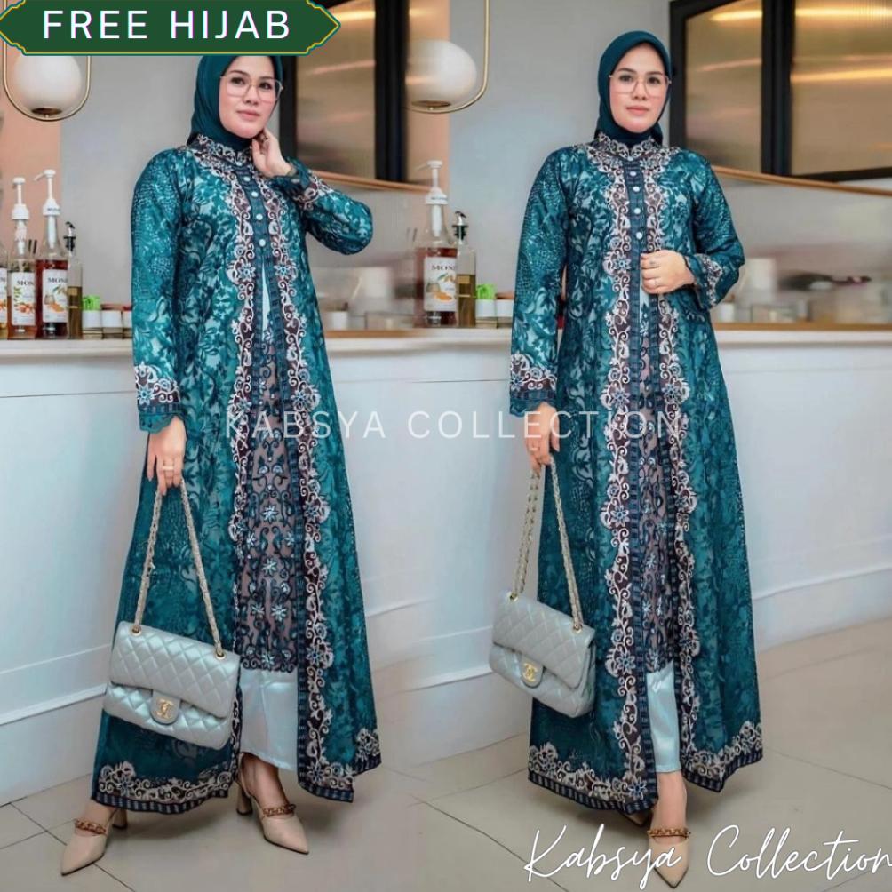 Instant COD Gamis Tile Shangrilla Gamis Full Bordir Premium Furing Satin Velvet Gamis Elegan Pesta &