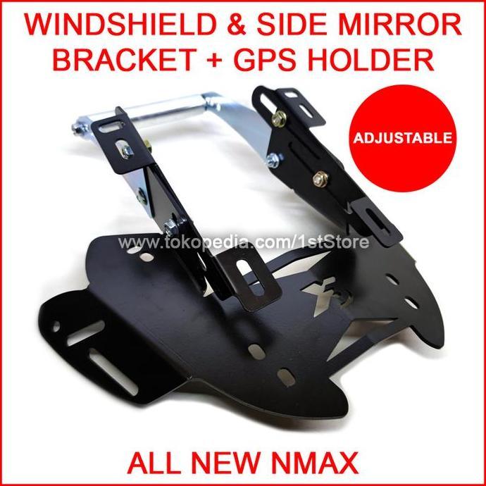 Bracket Windshield Spion + GPS All New Nmax 2020 2021 Breket Serpo X3