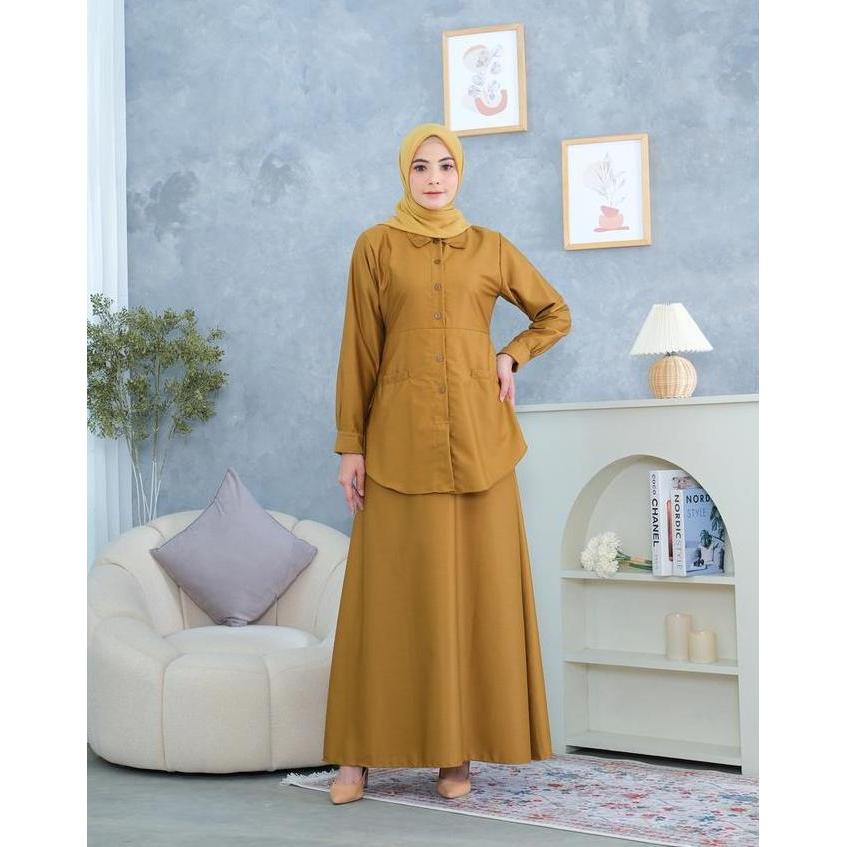 Gamis Seragam PNS PDH ASN Warna Khaki Model Setelan Bahan ToyoboPremium