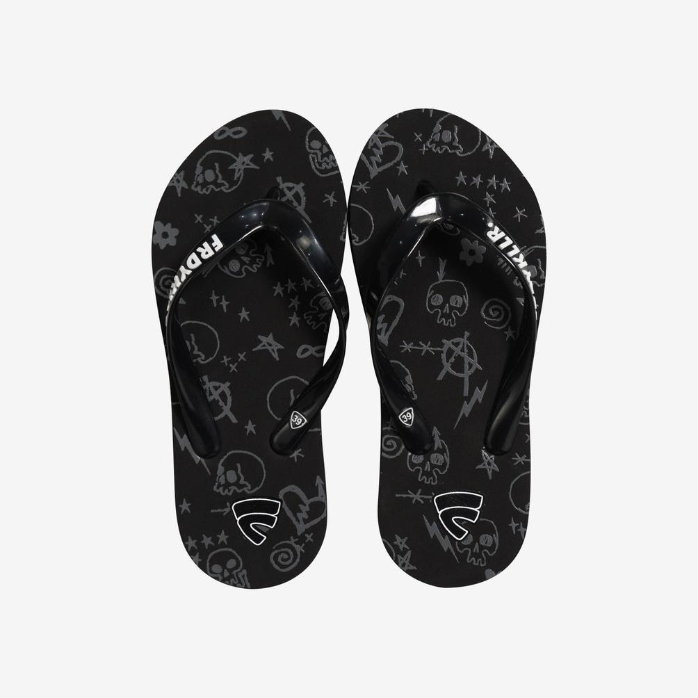 SANDAL JEPIT SPONS CASUAL PRIA WANITA SIMPLE HITAM FRIDAY KILLER | PNK RIOT SDL BLACK Sandal pria