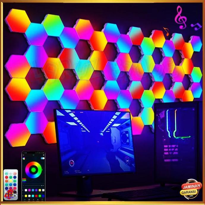 Grosir Lampu Hexagonal Rgb Led 3 6 10 Pcs Light Lamp Hexagon Hias Dekorasi Interior Kontrol Aplikasi