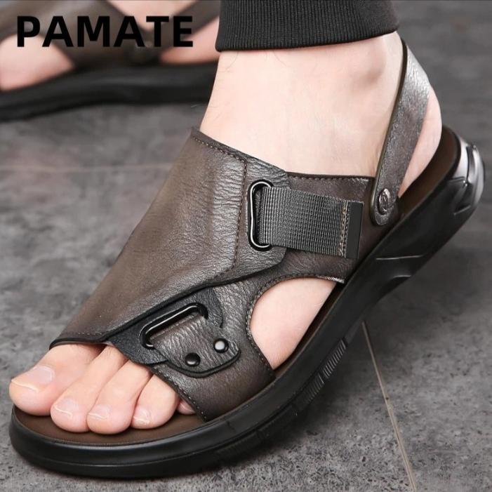 cuci gudang yoenkoe sepatu sandal pria dengan dasar tebal dan kulit sintertis, sepatu sandal untuk p