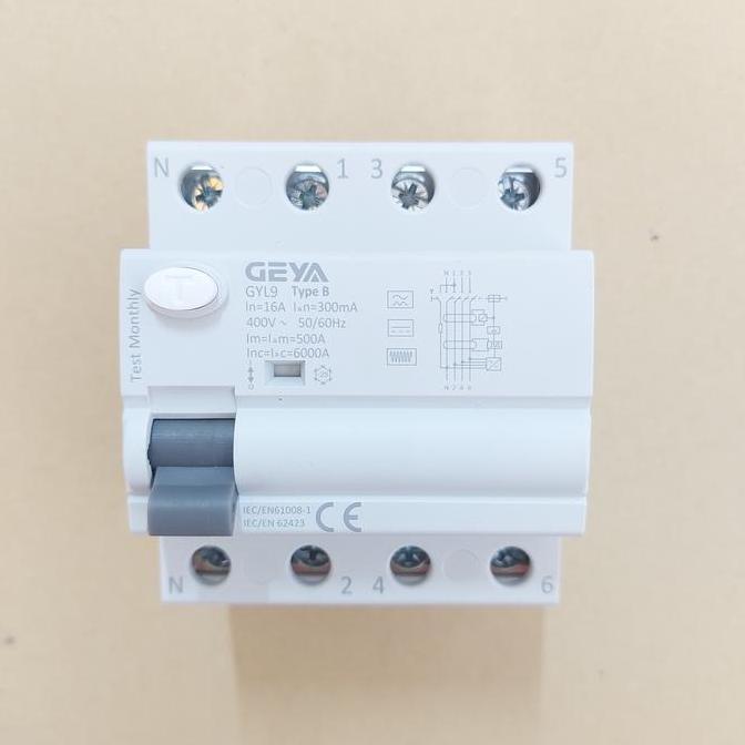 TERBARU - GEYA RCCB ELCB RCD Type B 16A 4P 300mA RCCB ELCB Type B 16A 4P 0,3A