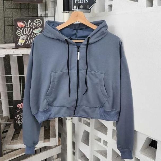 HOT PRODUCT Jaket Wanita Crop | Sweater Style Korea | Ziper Crop Hoodie Sweatshirt | Hoodie Crop wan