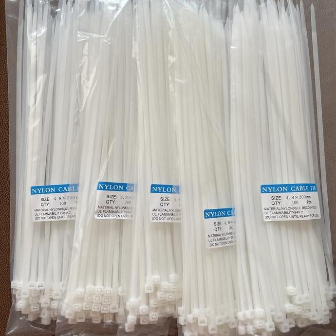 Kabel Tie 4,8 X 30Cm Cable Ties Nylon 4.8 X 300Mm Hitam Putih Diskon