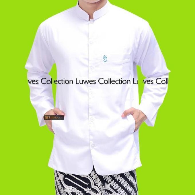 Termurah / Hot Sale Baju Koko Pria Dewasa Muslim Bordir Terompah Semi Jas Santri - Kain Katun Toyobo