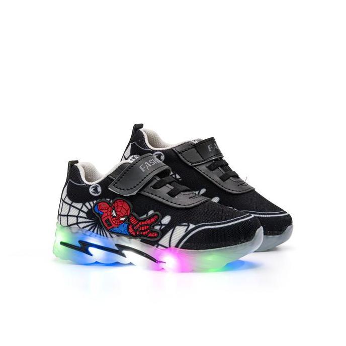 Andrian Store - Sepatu Anak Laki-laki Model Lampu Led / Sepatu Sneakers Anak Karakter Spider 1-6 Tah