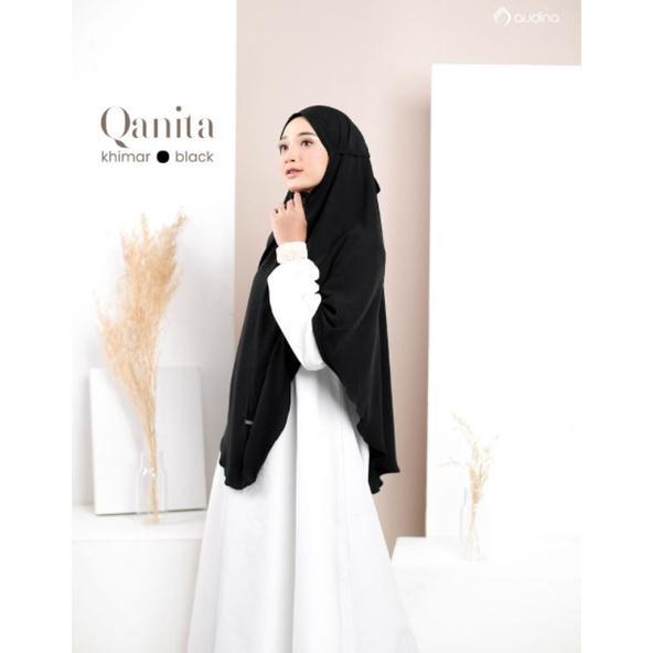 BESTPROMO Qonita Khimar Putih Tulang ORI Audina/Jilbab Tali /Jilbab Umroh Haji /Non Ped