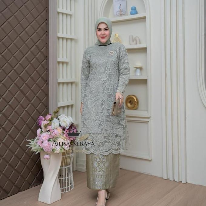 KEBAYA MODERN TUNIK BROKAT PREMIUM MIX SONGKET