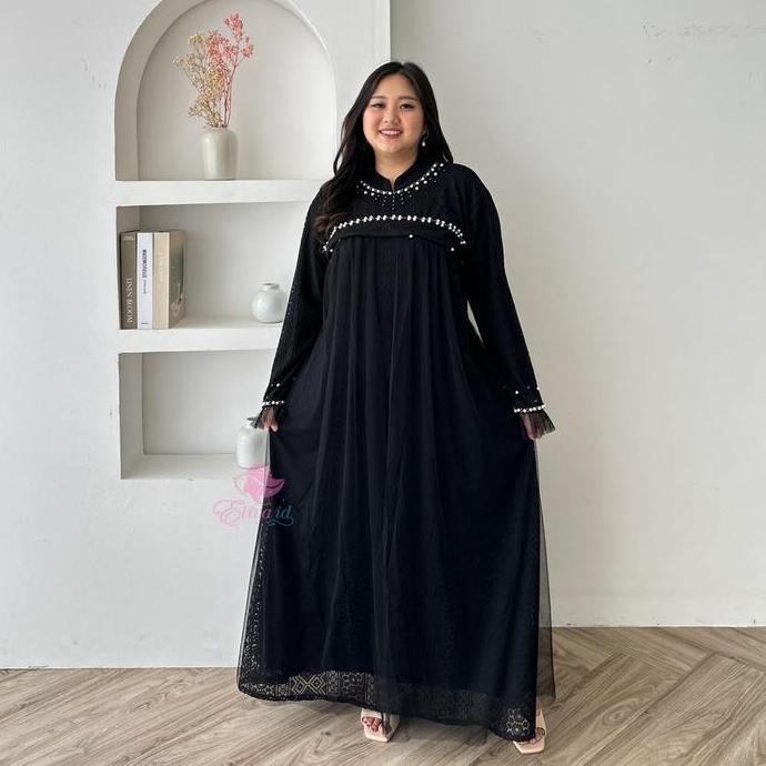 Jumbo Gamis Allora brukat mutiara tile ld 130 dan 140 cm Pesta Brokat