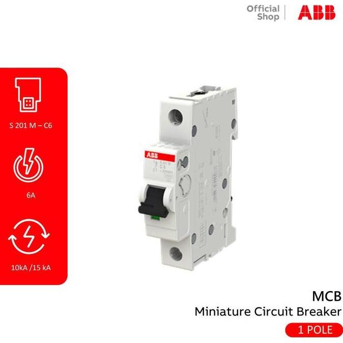 Grosir [Abb] Mcb 1P 6A 10Ka 15Ka S201M-C6 2Cds271001R0064 S 201 M