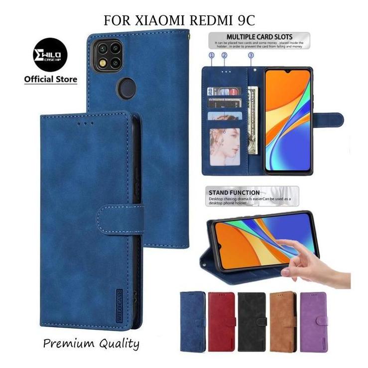 ifosku_shop - flip case untuk xiaomi redmi 9c flip leather case premium-flip wallet case kulit casin