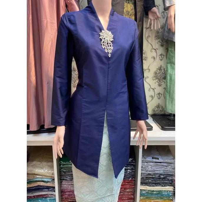 Setelan Kebaya Tunik Kurung Melayu jumbo XXXL / Kebaya Tunik Tafeta / Rok Lilit Songket Palembang KM
