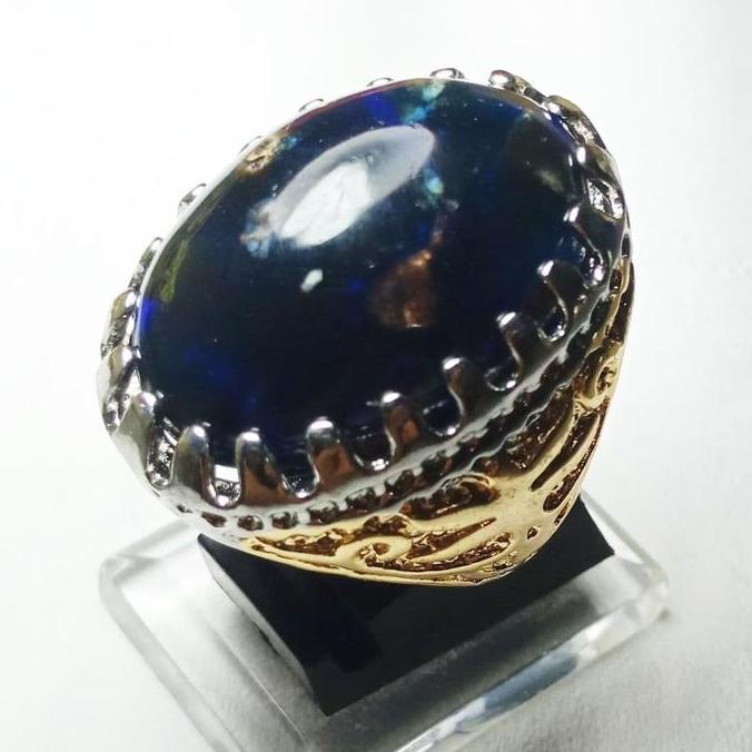 Cincin Batu Akik Natural Getah Katilayu Biru