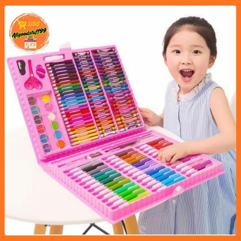 NEW DEALS Pensil Warna Crayon Spidol Cat Air Set 150 Pcs Komplit Dalam Koper