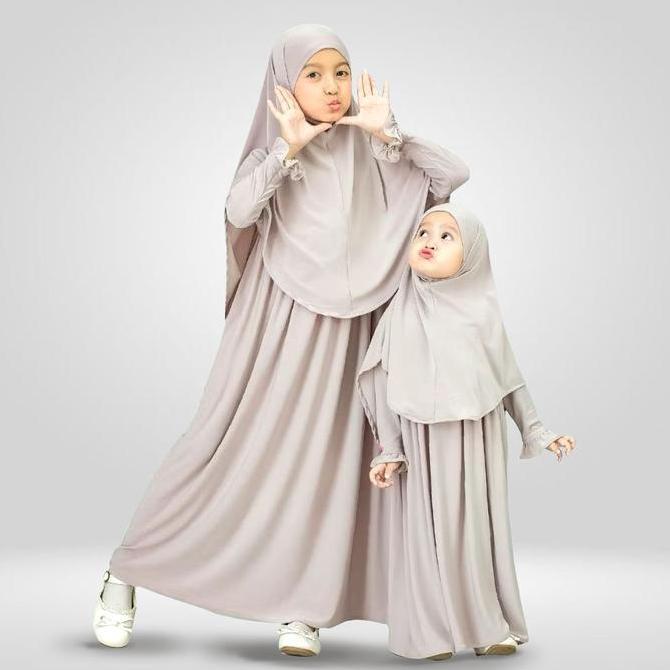 Elvia Gamis Abaya Anak Perempuan Set Hijab Bahan Jersey Premium Usia 3-12Thn
