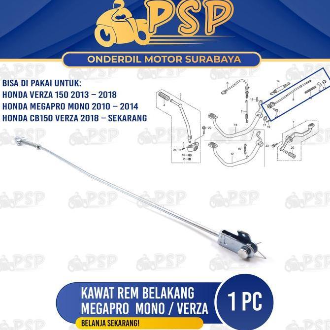 Promo Kawat Rem Belakang Megapro Mono / Verza - Tiang Tarikan Stick Rim Mur Per Brake Honda CB150 Ve