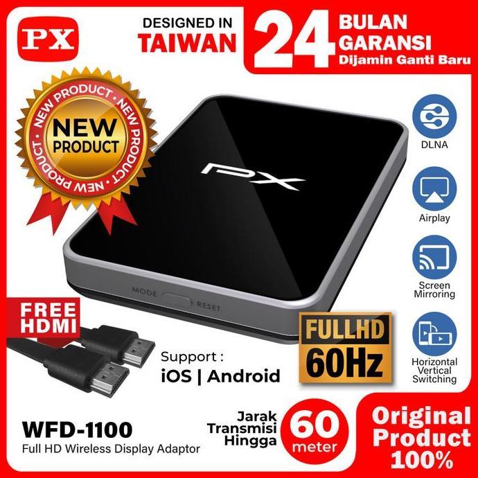 HDMI Wireless Adapter HP Laptop Tablet TV Monitor Proyektor Wireless HDMI 12 Meter PX WFD-1100