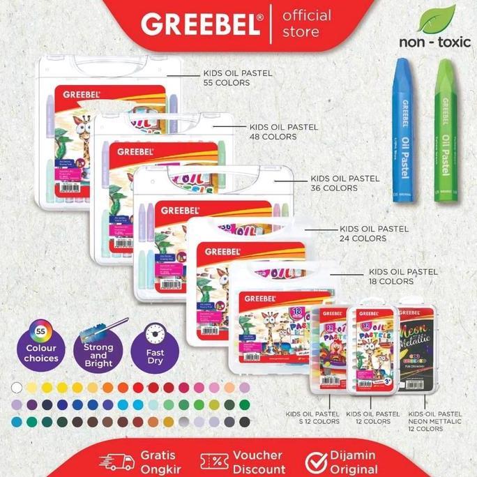 Shashin- Greebel Crayon 36 Warna / Oil Pastel Greebel 36 Warna