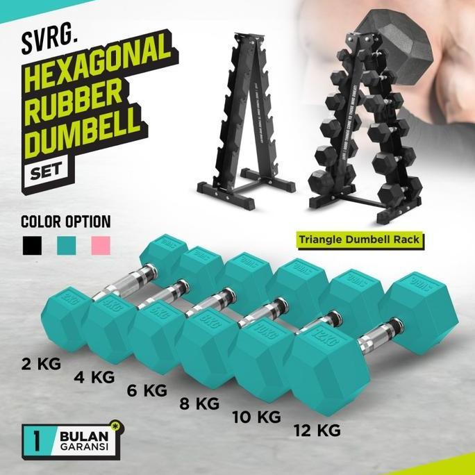 Jimu- Svrg Hexagonal Dumbbell - Hexa Rubber Dumbbell - Hexa Dumbbell - Rubber Dumbbell Barbell