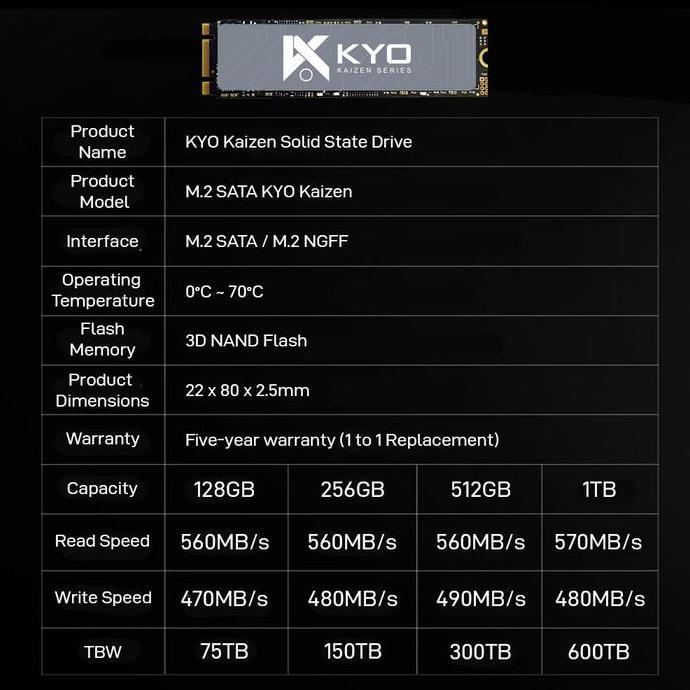 Hozon- Ssd Kyo Kaizen M.2 Sata 256Gb 2280 Ssd M2 Sata