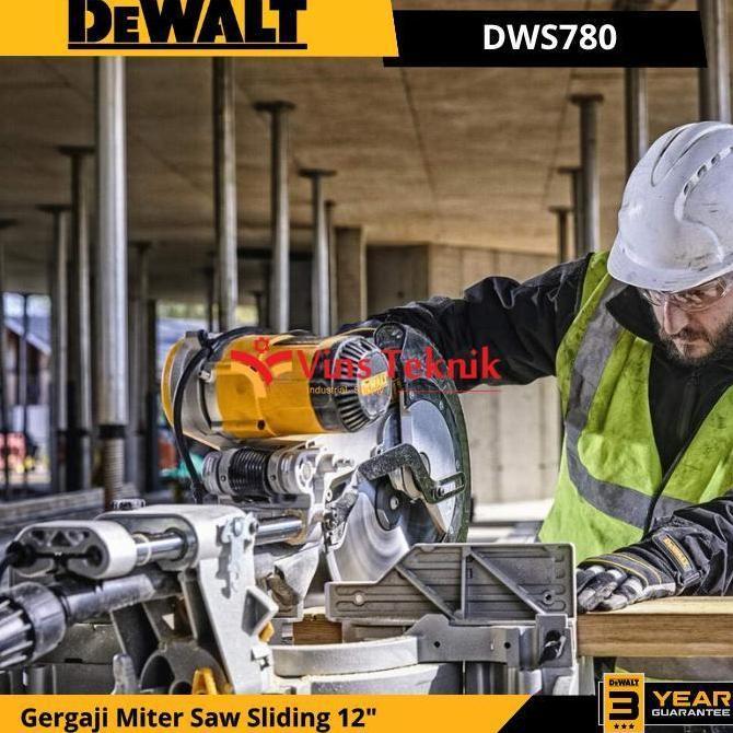 DEWALT DWS780 Mesin Potong Gergaji Kayu Alumunium Mitre Miter Saw 12" SLIDING DWS 780