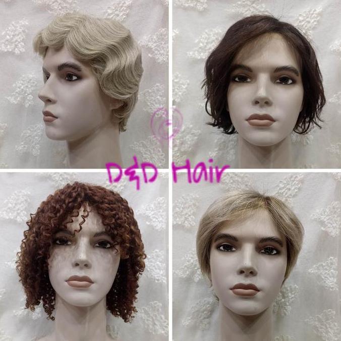 Wig Rambut - Wig Pria - Half Lace Wig dan Front Lace Wig - Wig Warna