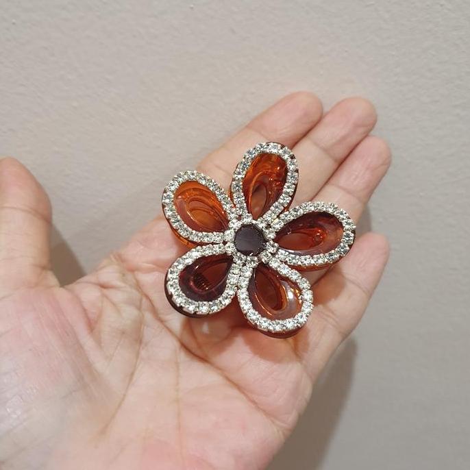 Jepit Rambut Bentuk Bunga Aksen Kristal Gaya Korea Simple Cantik JD46